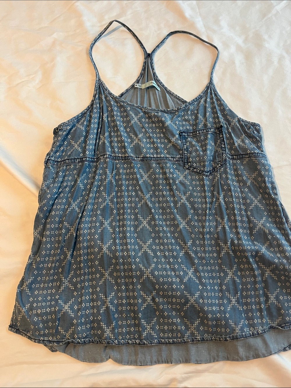 Maurices Blue Patterned Racerback Cami with Pocket